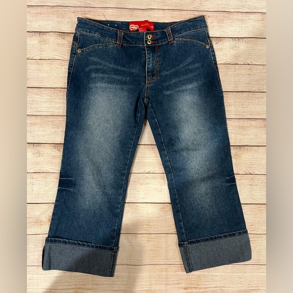 Ecko Red Denim Cuffed Capri Jeans Logo - size 11